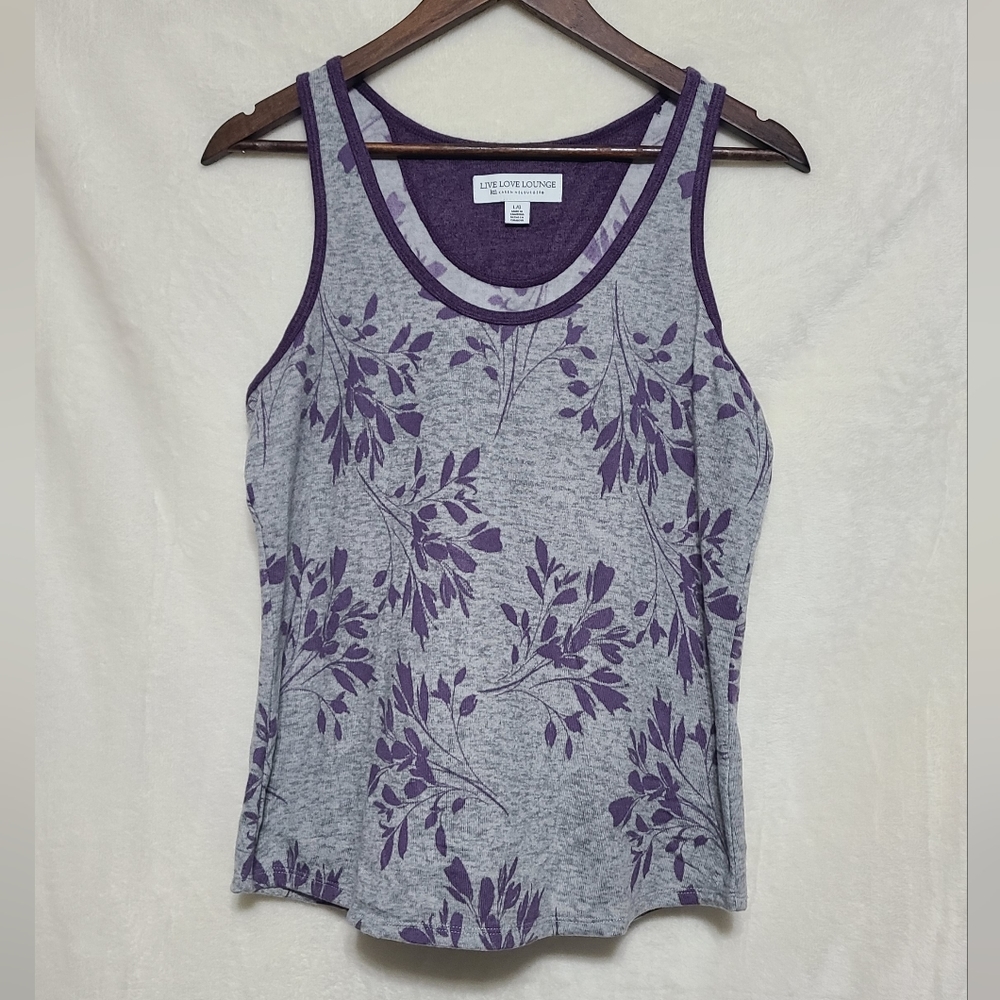Live Love Lounge Women's Purple & Gray Tank Top Size L